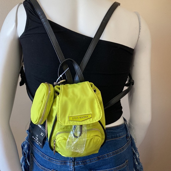 NWT Steve Madden Small Neon Green Mini Backpack - Picture 3 of 15
